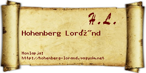 Hohenberg Loránd névjegykártya