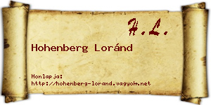 Hohenberg Loránd névjegykártya